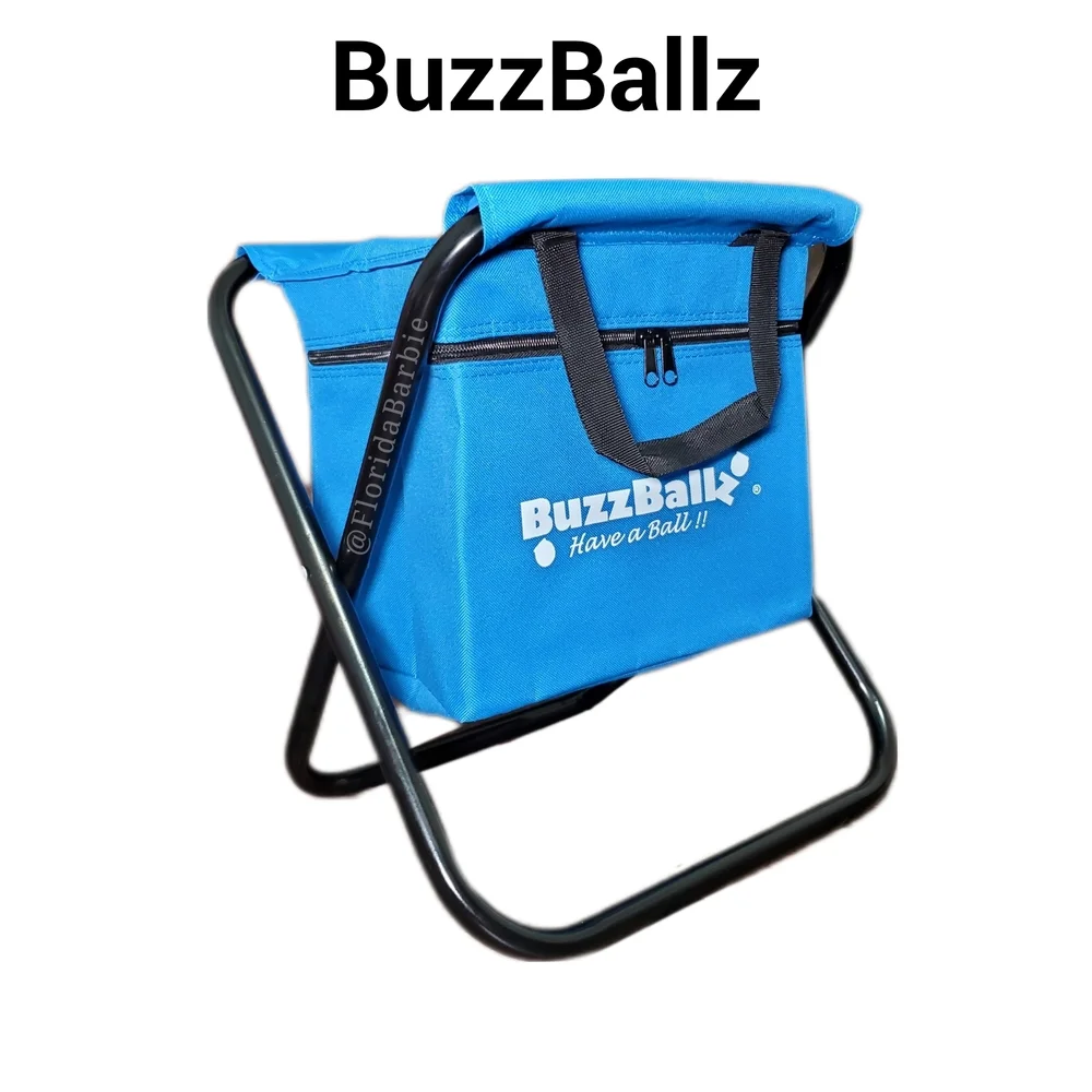 BuzzBallz Travel Compact Small Storage Summer Beach Handle Zipper Cooler Chair